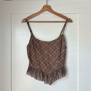 Urban Outfitters Lightweight Plaid Purple/Yellow Plaid Corset Tank